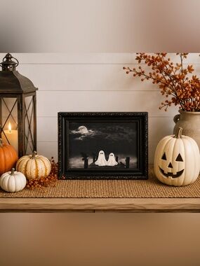 Halloween 2 Ghosts Framed Art.